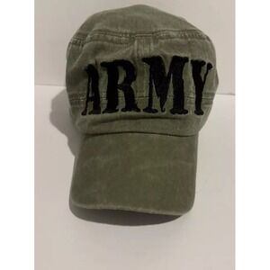 Army‎ Hat Distressed Adjustable Eagle Crest Cap Green Black Military